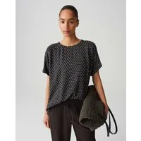 OPUS Kurzarmbluse FEMKA LONDON mit grafischem Minimalprint