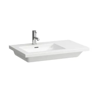 LAUFEN Living Square Waschtisch H8174380001081 75x48cm, 3 Hahnlöcher, mit Überlauf, Ablage rechts