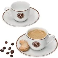 Ritzenhoff & Breker Tasse 4tlg Set Authentic Italian Espressotasse + Untertasse 80ml Espressoset, Porzellan