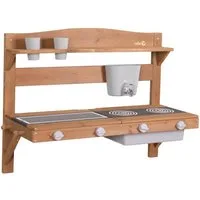 roba® Outdoor-Spielküche Matschküche zum Hängen, aus FSC zertifiziertem Holz mit Wasserspender & Zubehör