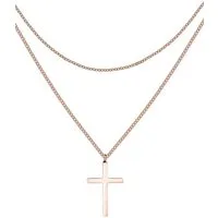 Hey Happiness Kreuzkette Layer Kette mit Kreuz, wasserfest, Delikate Edelstahl Damen Halskette mit Anhänger, vergoldet