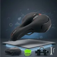 Melko Fahrradsattel Ergonomischer Fahrradsattel Stahl mit Gel Memory-Schaum Mountainbike (Stück), Atmungsaktiv