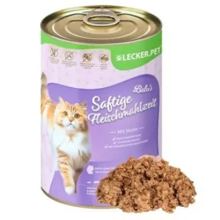 Lyra Pet Lecker.Pet Balu's Saftige Fleischmahlzeit mit Huhn Katzenfutter Nassfutter 7,2 kg