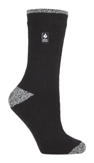 Wärmehalter - Damen Thermosocken für den Winter | Outdoor & Indoor Socken | Kuschelig & Flauschig | Geschenke für Frauen - Schwarz / Weiß H&T (Prag)