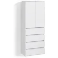 Livinity® Kleiderschrank Garda, Weiß, mit 4 Schubladen (1-St)