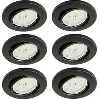 TRANGO LED Einbauleuchte, 6er Set 6729-065-5WAK Einbaustrahler in Rund Schwarz matt inkl. 6x 5 Watt GU10 LED Leuchtmittel 3000K warmweiß & 6x GU10 Lampenfassung, Deckenspots, Einbauspots, Deckenleuchte