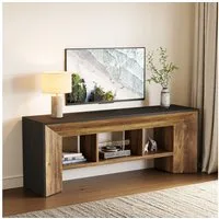 Tribesigns TV-Schrank 160cm TV-Ständer mit offenen Ablageflächen, mit 3 Ablagefächern (2-stufiger TV-Schränke & Konsolentisch)