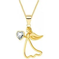 Goldene Hufeisen Kette mit Anhänger Engel-Kette aus Echtsilber vergoldet - Liebe, Geborgenheit & Glück, 925 Sterling Silber (hypoallergen)
