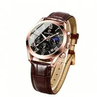 ibettertec Quarzuhr Herren Armbanduhr, Business Quarzuhr, Armbanduhr, Edelstahl Herren Uhr, (Quarzuhr mit Datum, Wasserdichte Uhr 30M, Lederarmbanduhr Herren), Mondphase Uhr, Leuchtzeiger Uhr, Geschenk für Männer