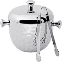EDZARD Eiseimer Rico, Silber-Optik, fein gemustert, Inkl. Deckel und Zange, H 18 cm
