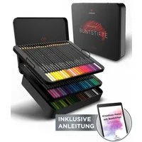 LIEBERGE Buntstift Premium Set 72 Farben in Metallschatulle, (Set, 72-tlg., 72 Buntstifte in Metallschatulle), 72 intensive abgestimmte Farben, weiche bruchsichere Mine