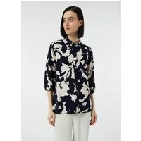 comma Kurzarmbluse Bluse Viskosebluse mit All-over-Print und 3/4-Ärmeln
