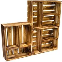 Kistenkolli Altes Land Allzweckkiste 3 x flache Holzkiste Traute geflammt (Spar-Set, 1er Set)