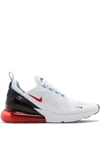 Nike Air Max 270 Turnschuhe, Weiß/Chile Rot-Midnight Navy