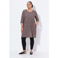 Ulla Popken Maxikleid Longshirt A-Linie V-Ausschnitt 3/4-Arm Taschen