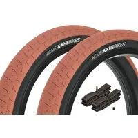 KHEbikes Fahrradreifen BMX Reifen Set KHE ACME 20 Zoll x 2,40 Braun mit Schlauch AV, Stahlband (steel beaded)