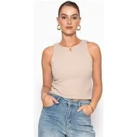SASSYCLASSY T-Shirt Trägertop aus feinem Rippenstrick für Damen Blickdichtes Tanktop aus Viskose in Schwarz Weiß Beige Gelb Pink