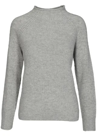 CLARINA - Stehbund-Pullover, 1/1 Arm,uni grau mel. - Gr. - 44