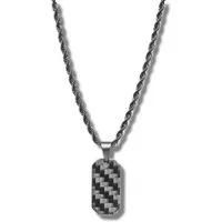 CRBNCNCPT Kette mit Anhänger Carbon Dog Tag Anhänger mit schwarzer Edelstahl Kette Herren Halskette, Echtes Carbon