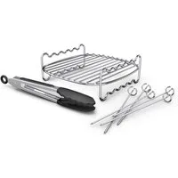 Philips Airfryer-Grillrost HD9920/00 für Airfryer 6,2L, 8,3L, 9L (7-St., Grillrost, 5 Spieße u.Zange im Lieferumfang), mit 2 Ebenen, HomeID App und spülmaschinenfesten Teilen