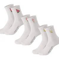 Made by Nami Socken Crew Socks Tennissocken weiß - Print - Baumwolle (3-Paar) 35-40, atmungsaktiv