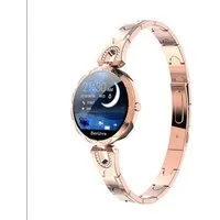 TPFNet SW33 mit elegantem Edelstahl Armband für Damen Smartwatch (Android), individuelles Display - Armbanduhr mit Musiksteuerung, Herzfrequenz, Schrittzähler, Kalorien, Sportmodus etc. - Gold