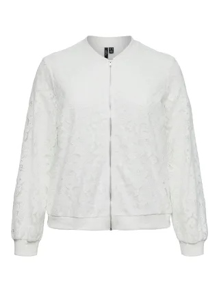 VERO MODA CURVE - VMCHONEY LACE BOMBER JACKET WVN CUR Snow White - Gr. - 52