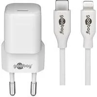 Apple Lightning / USB-C PD-Ladeset 30 Watt, Ladegerät weiß, 1 Meter Kabel, PD