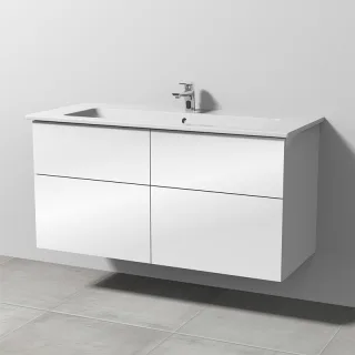 Sanipa 3way Keramik-Set Venticello Keramik-Waschtisch und Unterbau mit 4 Auszügen, Weiß-Glanz SF32778