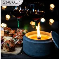 GRAURAUM Outdoorkerze Otto - Kerzenfresser mit Dauerdocht Tischfeuer (15 x 9 cm)