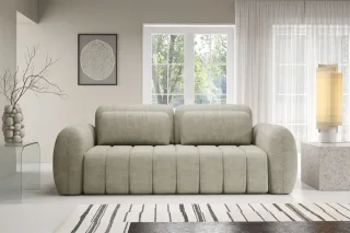Sofa 3-Sitzer mit Schlaffunktion CARIA in Stoff Quelle Ecru