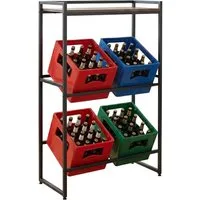 relaxdays Kastenständer Getränkekistenregal mit Ablage, 1-tlg., 74 cm breit