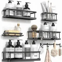 AKKEE Duschablage 6 Stuck, Duschregal Ohne Bohren Badezimmer Organizer, Badezimmerregal Duschkorb für Bäder Küchen
