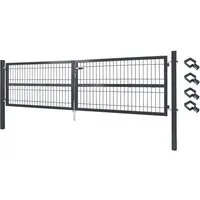 V2Aox Gartentor Gartentor Gartentür Zauntür Zauntor Grau/Grün 300cm Doppelflügelig