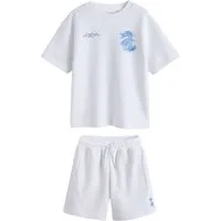 Next T-Shirt & Shorts Kurzärmeliges T-Shirt, schwerer Stoff + Shorts (2-tlg)
