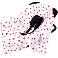 BabyLux Babyschale Einschlagdecke Babyschale Autositz Babydecke 80x80 cm aus Musselin, D9_Erdbeeren_80x80