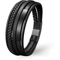 UNIQAL.de Lederarmband Lederarmband Herren "PLATE" geflochten, (Edelstahl, Echtleder, Casual Style, Handgefertigt)
