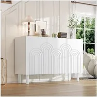 Merax Sideboard Wohnzimmerschrank mit 16 cm hohen Tischbeinen (1 St., 120x38,5x79 cm), Kommode mit 3 Türen, verstellbaren Einlegeböden & 5 Ablagefächern