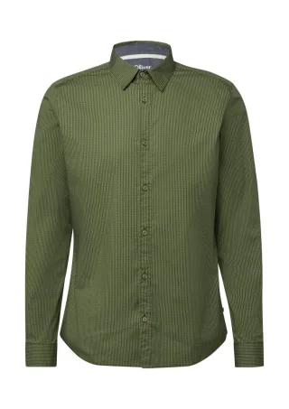 s.Oliver Red Label - Slim Fit: Gemustertes Hemd mit Kentkragen grün - Gr. - XL