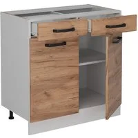 Vicco Unterschrank R-Line, Goldkraft Eiche/Weiß, 80 cm ohne Arbeitsplatte (1-St)