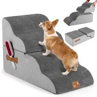 COSTWAY Haustiertreppe (1-St), 4-Stufen Hundetreppe, mit Abnehmbarem Bezug, für Bett, Sofa