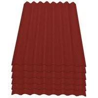 Onduline Dachpappe 6er Pack Dachplatte Easyline® Wellplatte Gartenhaus, Farbe: rot, wellig, 4.56 m² pro Paket, (6-St), Größe: 1000 x 760 x 2,6 mm, Profil: 95/38