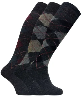 3 Paar Herren Extra Lange Kniehohe Argyle Lambs Wool Dress Socken