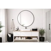 BOURGH Wandspiegel CHICAGO Dekospiegel Ø80cm - moderner runder Spiegel, schwarzer Rahmen, für Wohnzimmer, Schlafzimmer, Flur & Bad