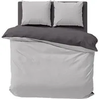 One Home Bettwäsche Doubleface, Mikrofaser, 3 teilig, Uni Wende mit Reißverschluss, Doppelbett