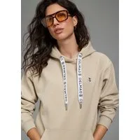 DELMAO Kapuzensweatshirt Weiche Baumwollmischung mit Kängurutasche und bedruckter Kordel