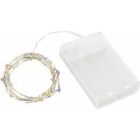 Linder Exclusiv GmbH LED-Lichterkette, Batterie 1,45m 30 LEDs bunt Draht silber unterwasser