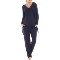 Herzmutter Umstandspyjama Stillpyjama-Set - Schwangerschafts-Wochenbett-Set (Set, 3 tlg., Hose-Top-Cardigan) Homewear