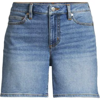 Recover Jeansshorts, Damen,  Blau, Elasthan/Baumwoll-Mischung/Polyester-Mischung, by Lands' End