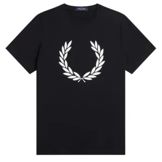 Schwarzes Kinder-T-Shirt mit Fred Perry Laurel Wreath Print